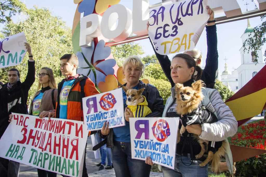 «За цирк без тварин», «Це – не хутро, це – чиясь мама!»: у Полтаві відбувся «Марш за права тварин». ФОТО