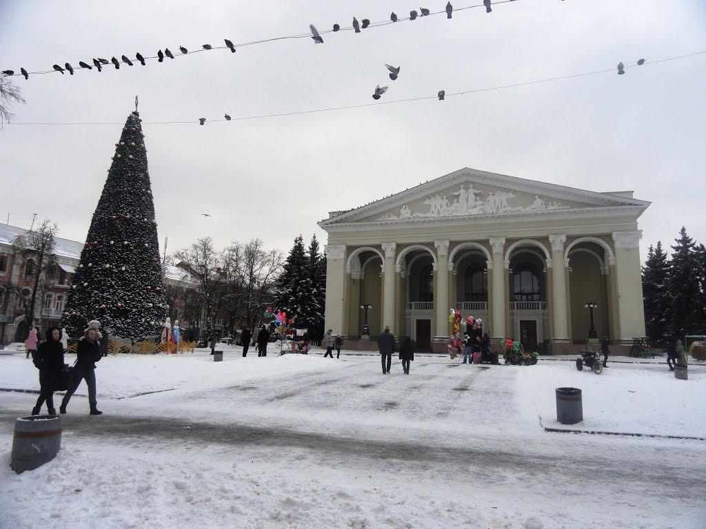У центрі Полтави містяни влаштували снігові забави