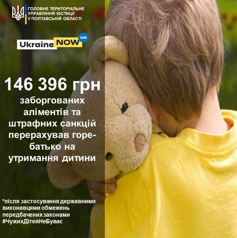 Чоловік на Полтавщині сплатив колишній майже 150 тисяч гривень аліментів