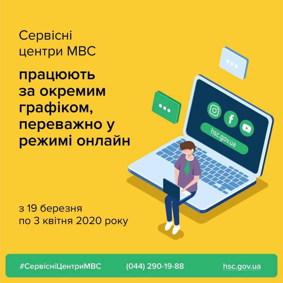 Сервісні центри МВС на період карантину переходять в онлайн режим 