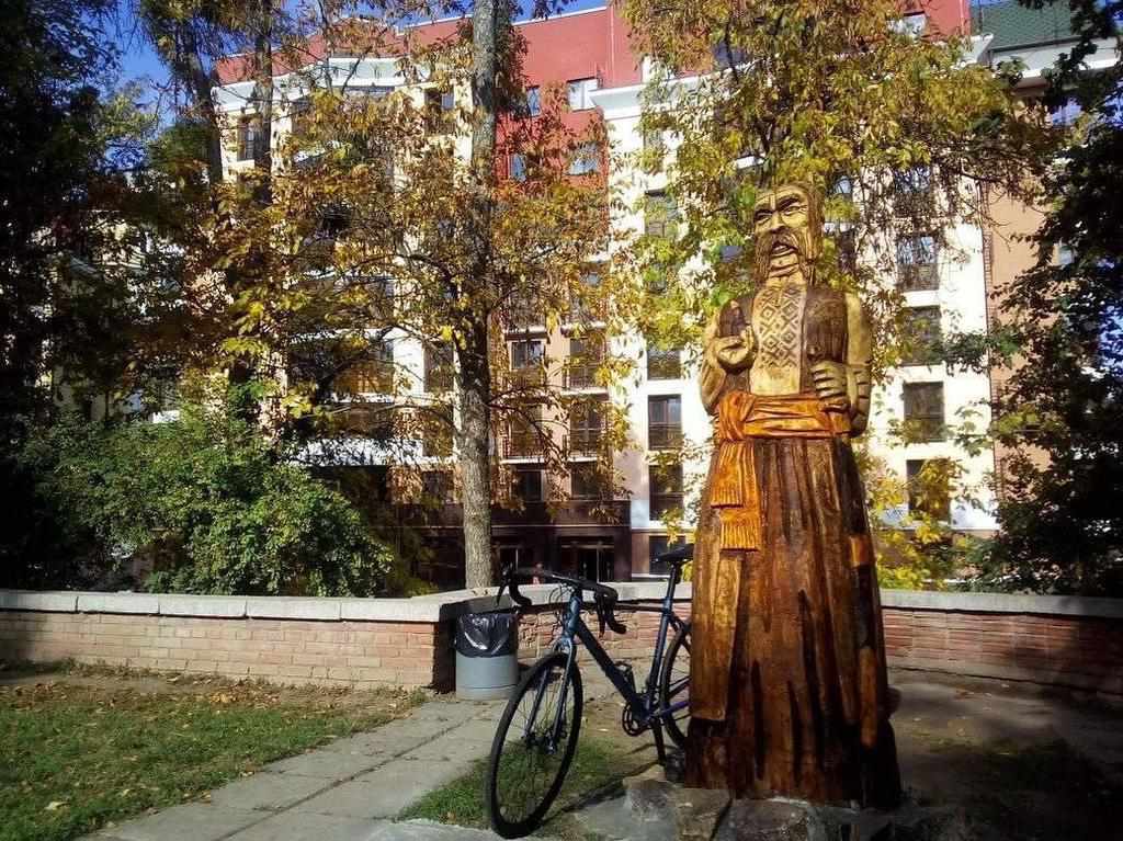 У Полтаві встановили дерев’яну скульптуру козака. ФОТОФАКТ 