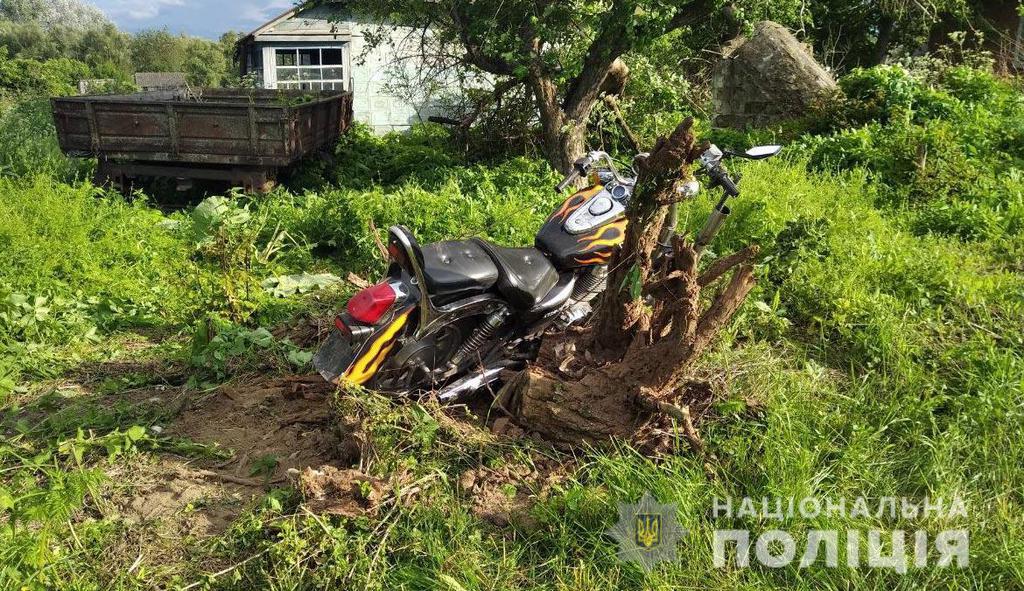 На Полтавщині мотоцикліст злетів з дороги та протаранив дерево