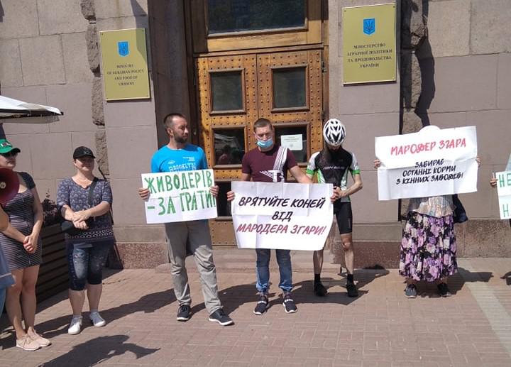Представники кінного заводу з Полтавщини мітингували під Міністерством аграрної політики в Києві