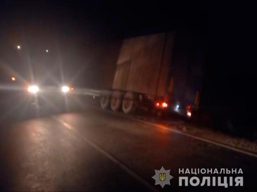 На Полтавщині вантажівка злетіла з дороги та застрягла. ВІДЕО