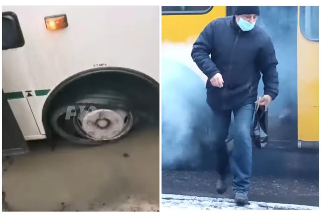 У Полтаві в автобуса лопнуло колесо, а з тролейбуса пішов «дим». ФОТО