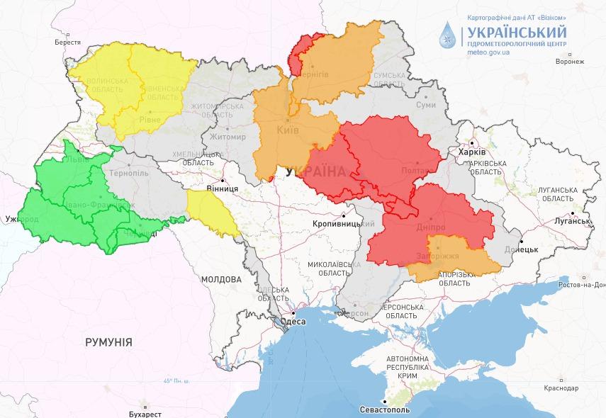 3-й рівень небезпеки: Укргідрометцентр попередив про можливі підтоплення територій на Полтавщині