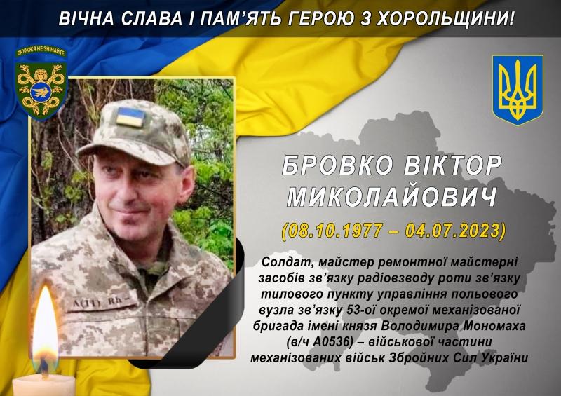 На Донеччині загинув солдат Віктор Бровка з Полтавщини