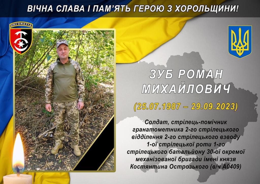 Сьогодні Хорольщина прощається із воїном, який поліг поблизу Бахмуту