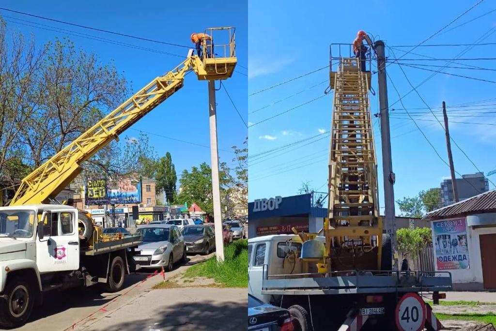 На вулиці Шевченка почали замінювати натрієві вуличні ліхтарі світлодіодними