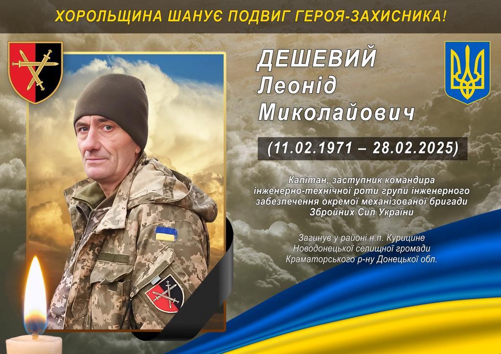 Хорольська громада втратила на війні 54-річного захисника