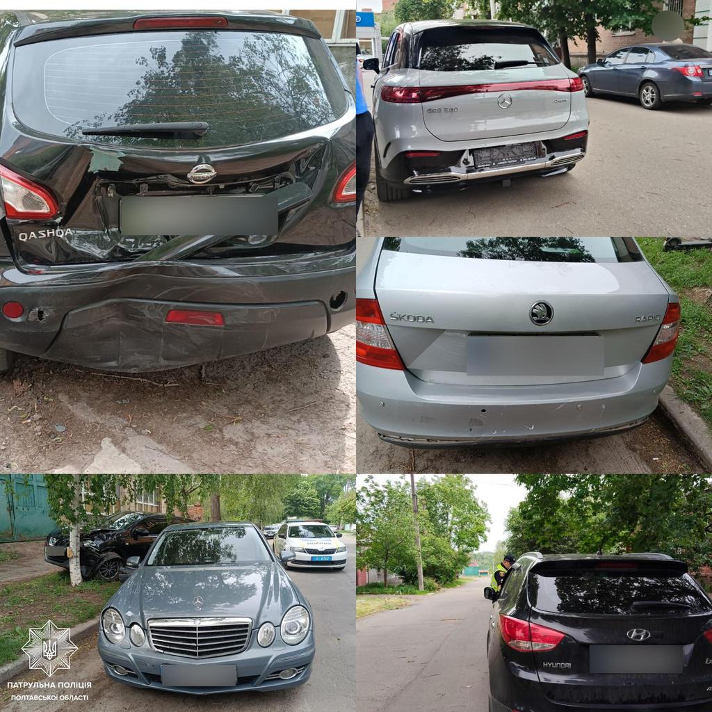 У Полтаві нетверезий водій вдарив чотири автівки і втік