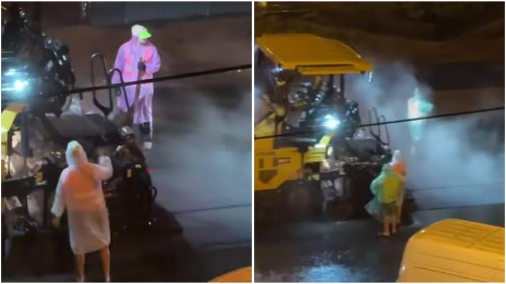 Комунальники в дощ клали асфальт у Полтаві: пояснення від влади