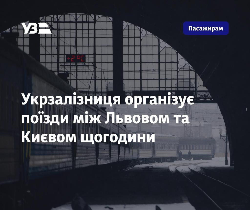 Укрзалізниця запускає щогодинний рух потягів між Києвом та Львовом 