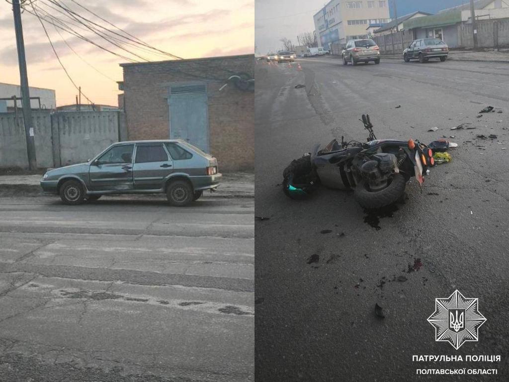 ДТП на Леоніда Каденюка: у Полтаві зіткнулися ВАЗ і мотоцикл