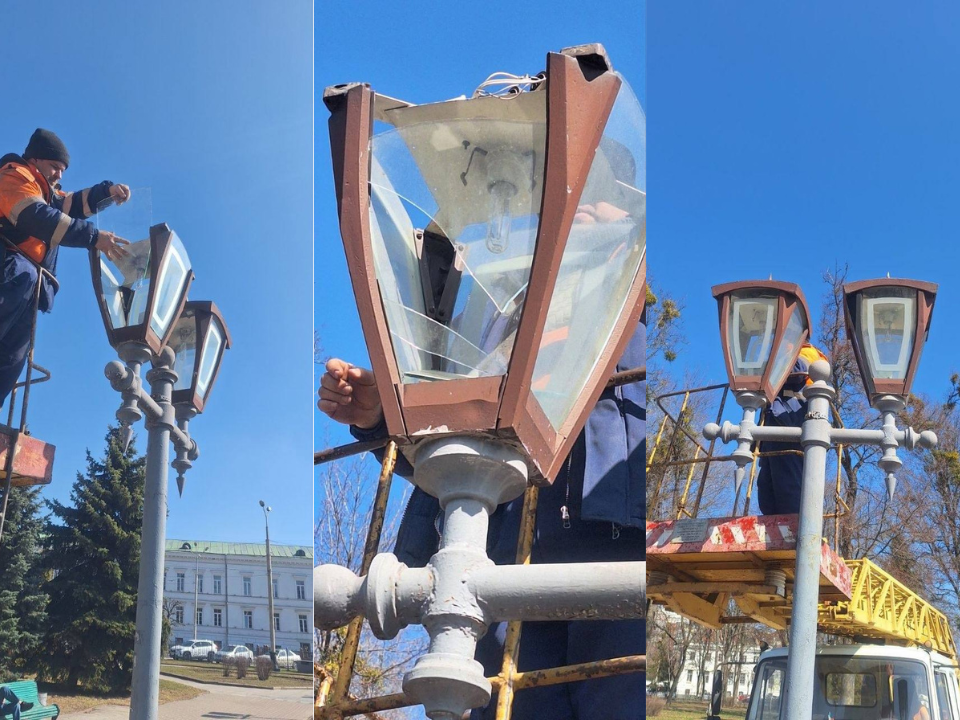 У Полтаві знову пошкодили ліхтарі в Корпусному парку
