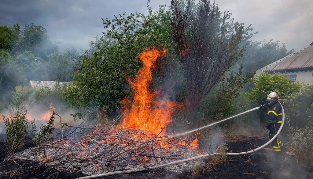 На Полтавщині внаслідок падіння ворожого БпЛА загорілася суха рослинність