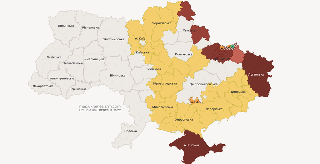 На Полтавщині запровадили жовтий і червоний рівні повітряної загрози
