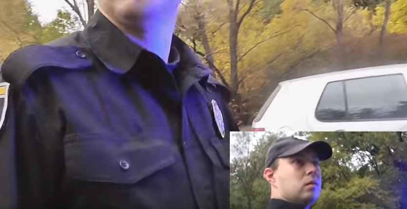 Під Полтавою поліцейський намагався втекти, коли його затримали на хабарі. ВІДЕО